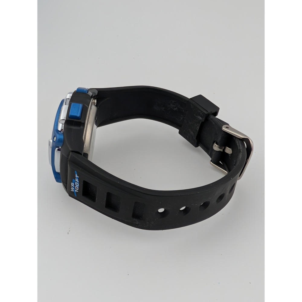 Time & Tru Digital Watch Women 32mm Case Blue Bezel‎ Black Band- New Battery - Picture 5 of 6